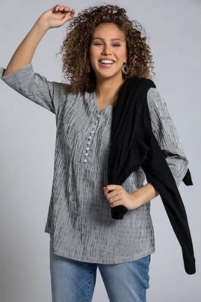 Veliki brojevi Bluza 3/4 rukavi s gumbićima moda za punije