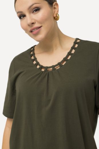 Plus size veliki brojevi Majica kratkih rukava s dekorativnim ovratnikom za punije