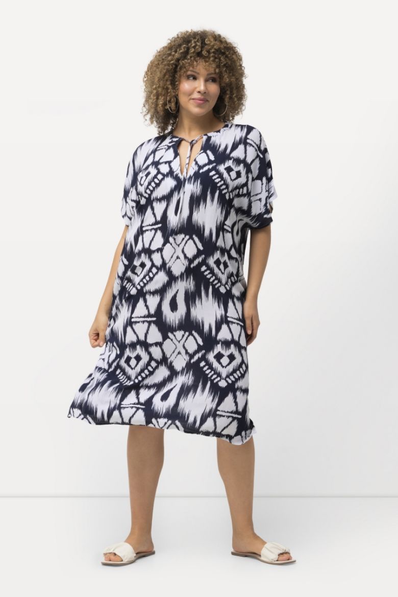 Plus size veliki brojevi Haljina kratkih rukava geometrijskog printa za punije