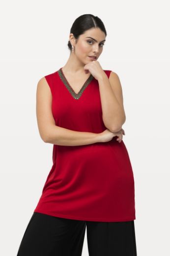 Plus size veliki brojevi Majica bez rukava s dekorativnim dodatkom na ovratniku za punije