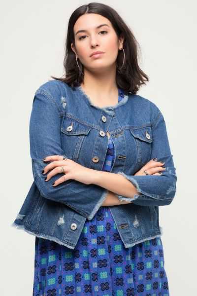 Veliki brojevi Jakna traper s motivom na leđima moda za punije