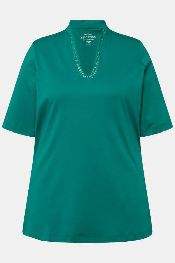 Plus size veliki brojevi Majica s ukrasima na ovratniku kratki rukavi za punije