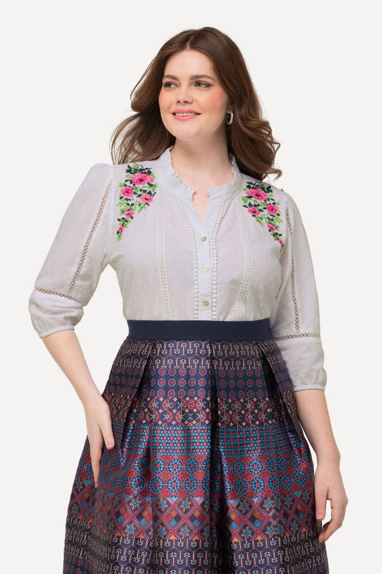 Plus size veliki brojevi Bluza s 3/4 rukavima i cvijetnim uzorkom za punije