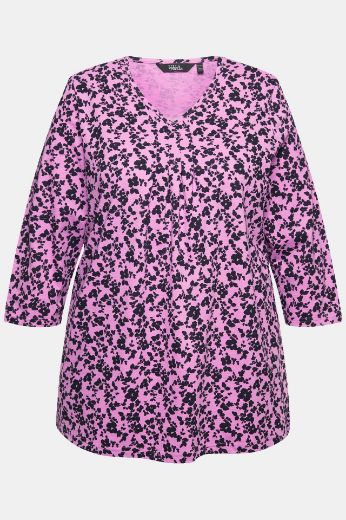 Plus size veliki brojevi Majica s 3/4 rukavima A kroja cvjetnog printa za punije