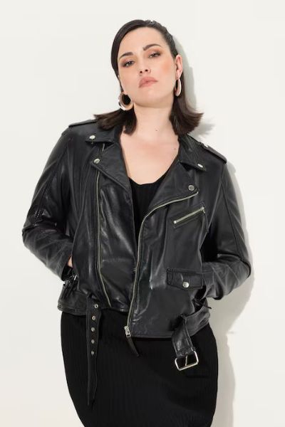 Veliki brojevi Jakna kožna kraći model moda za punije