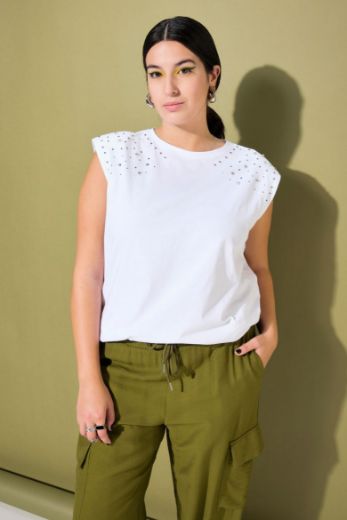 Plus size veliki brojevi Majica bez rukava s ukrasnim dodacima za punije