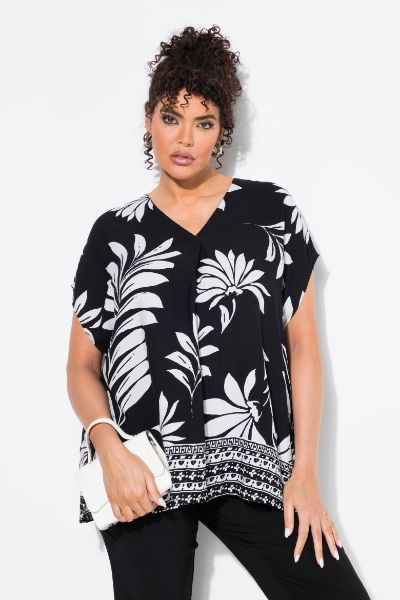 Veliki brojevi Bluza kratkih rukava V ovratnika moda za punije