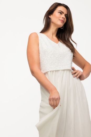 Plus size veliki brojevi Haljina elegantna midi bez rukava V ovratnika za punije
