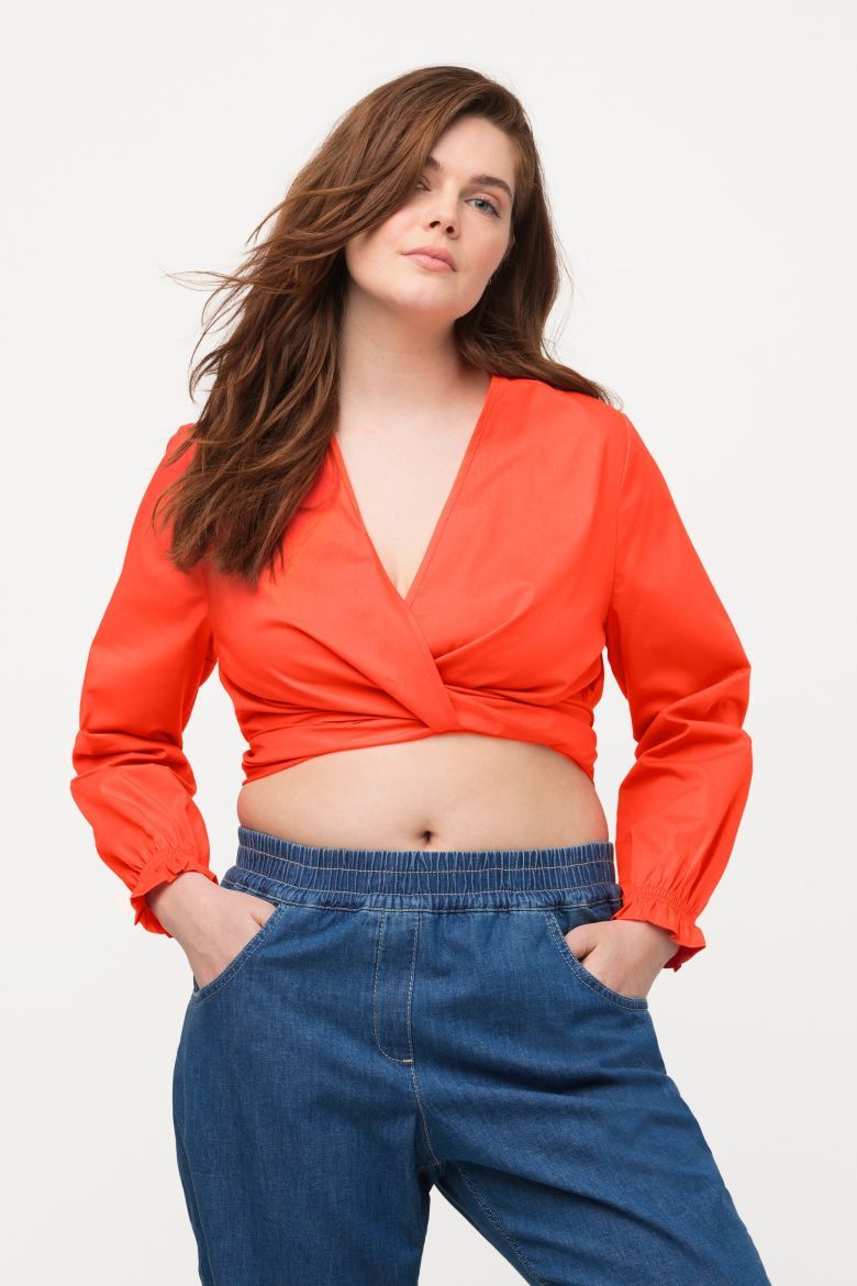 Plus size veliki brojevi Bluza kraćeg kroja na vezanje za punije