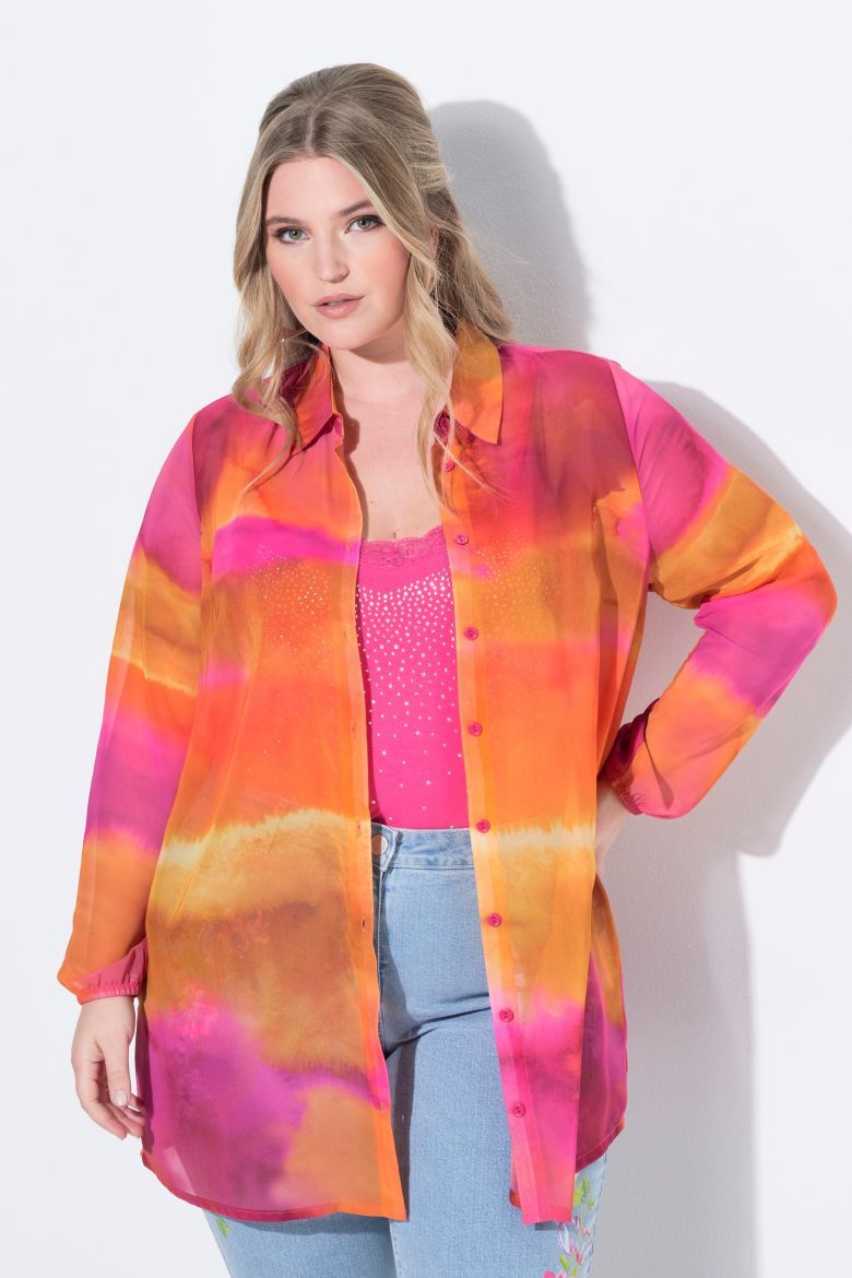 Plus size veliki brojevi Bluza od šifona dužeg kroja za punije