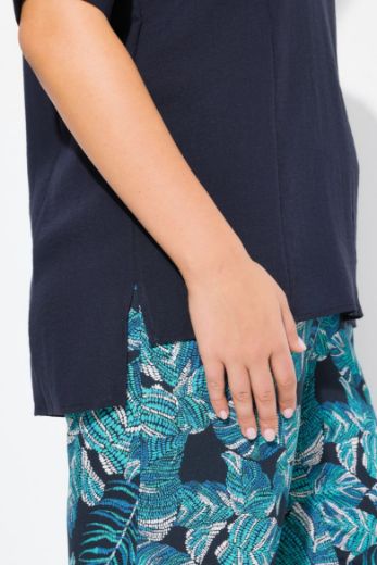 Plus size veliki brojevi Bluza polu rukava od mješavine lana za punije