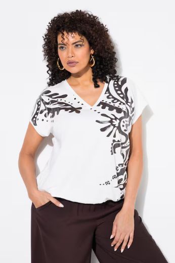Plus size veliki brojevi Majica kratkih rukava V ovratnika za punije