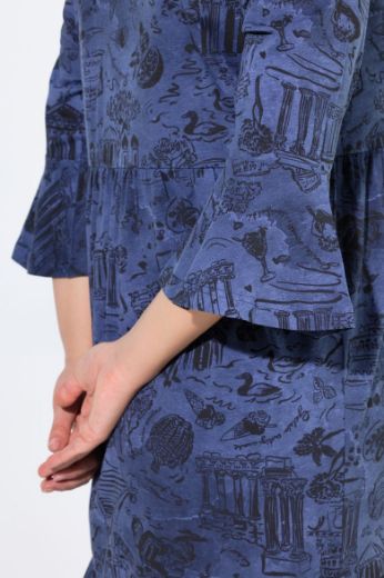 Plus size veliki brojevi Haljina 3/4 rukava A kroja za punije