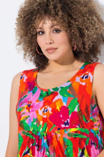 Plus size veliki brojevi Haljina bez rukava okruglog ovratnika za punije
