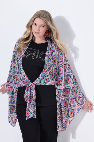 Veliki brojevi Bluza bolero na vezanje s prednje strane moda za punije