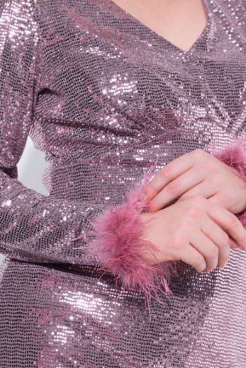 Plus size veliki brojevi Haljina elegantna dugih rukava V ovratnika za punije