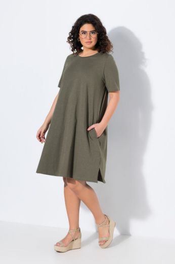 Plus size veliki brojevi Haljina Midi kratkih rukava A kroja za punije