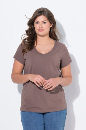 Plus size veliki brojevi Majica sa v izrezom i kratkih rukava za punije