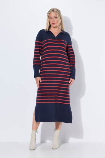 Plus size veliki brojevi Haljina midi pletena na pruge za punije
