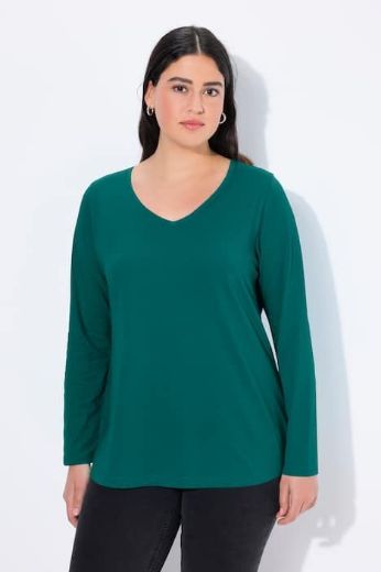 Plus size veliki brojevi Majica dugih rukava V ovratnika za punije