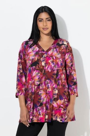 Plus size veliki brojevi Majica 3/4 rukava dužeg A kroja za punije