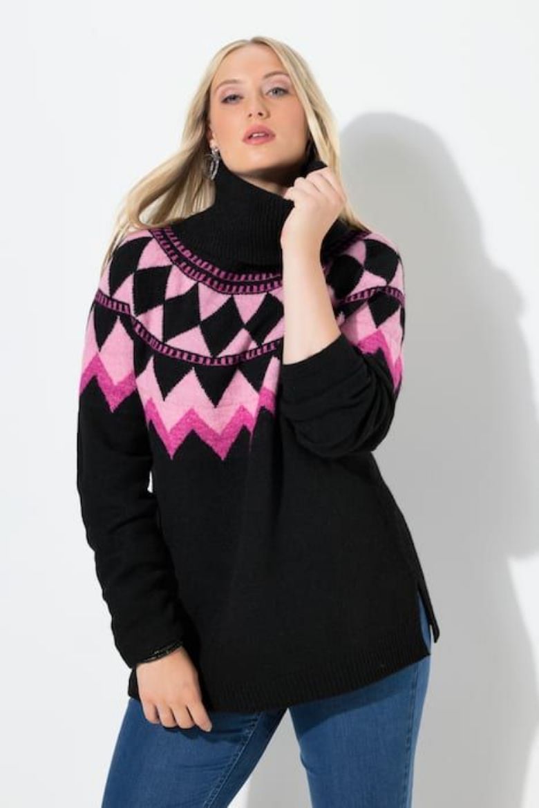 Plus size veliki brojevi Pulover dugih rukava povišenog ovratnika za punije