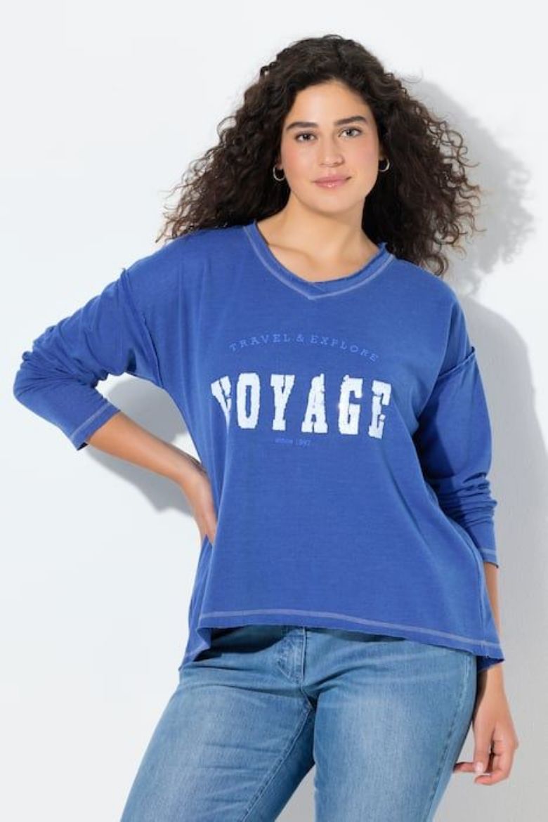 Plus size veliki brojevi Majica dugih rukava V ovratnika za punije