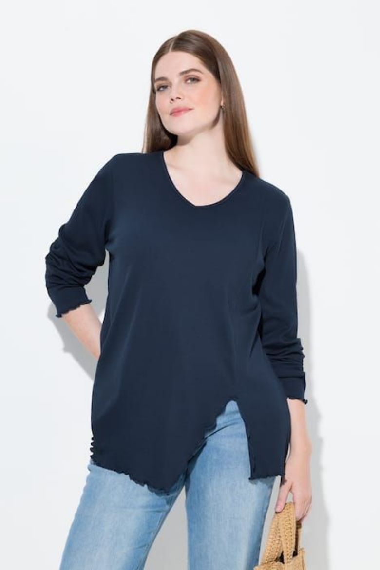Plus size veliki brojevi Majica dugih rukava V ovratnika za punije