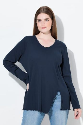 Plus size veliki brojevi Majica dugih rukava V ovratnika za punije