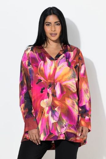Plus size veliki brojevi Bluza dugih rukava V ovratnika za punije