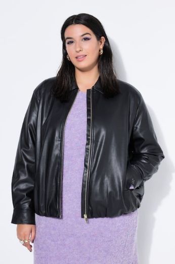 Plus size veliki brojevi Jakna u izgledu kože šireg kroja za punije