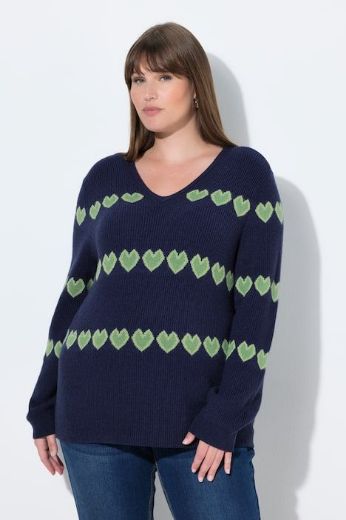 Plus size veliki brojevi Pulover dugih rukava V ovratnika za punije