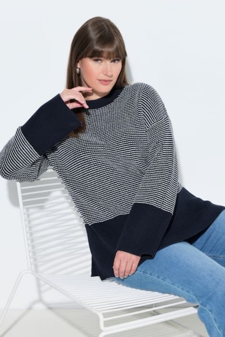 Plus size veliki brojevi Pulover dugih rukava okruglog ovratnika za punije