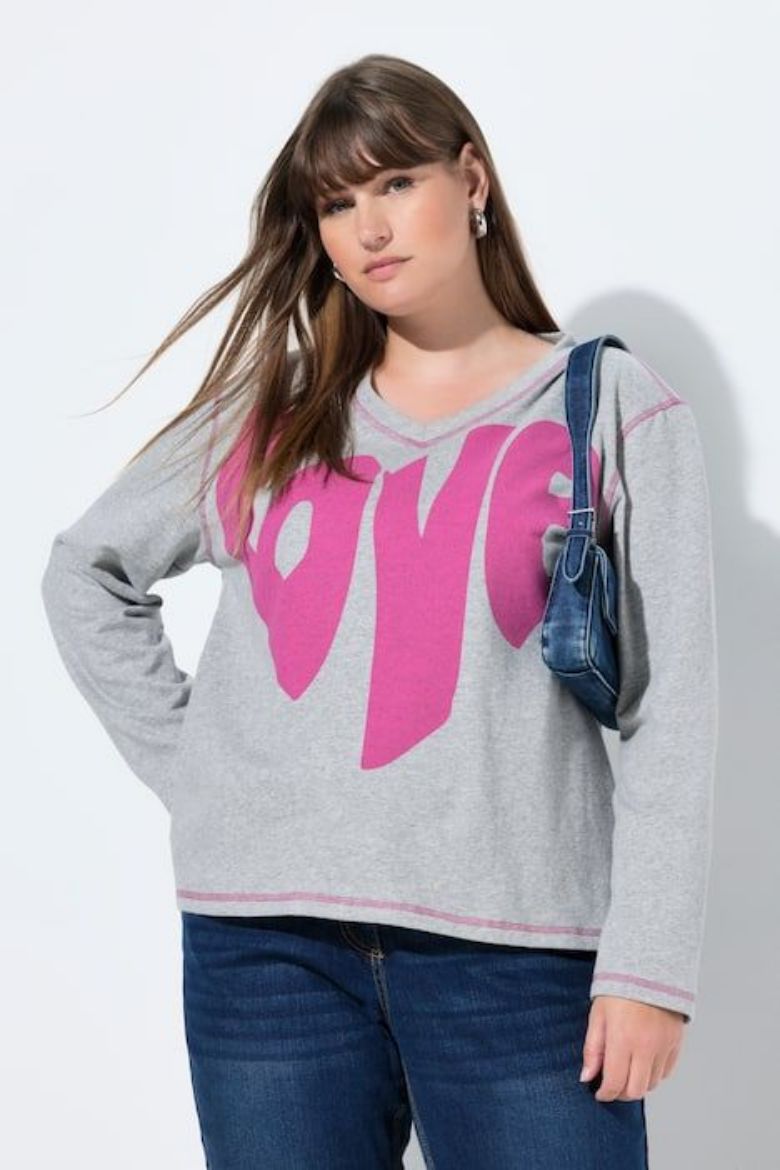 Plus size veliki brojevi Majica dugih rukava V ovratnika za punije
