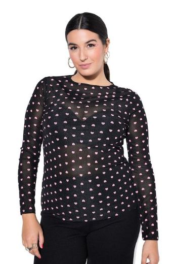 Plus size veliki brojevi Majica dugih rukava mrežastog izgleda za punije