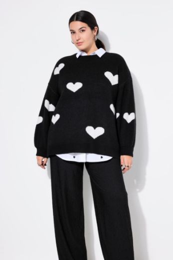 Plus size veliki brojevi Pulover s printom srca za punije