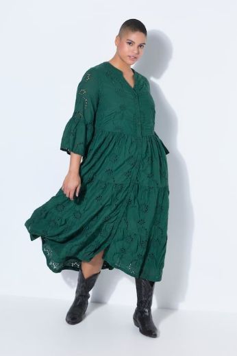 Plus size veliki brojevi Haljina maxi 3/4 rukava na volane za punije