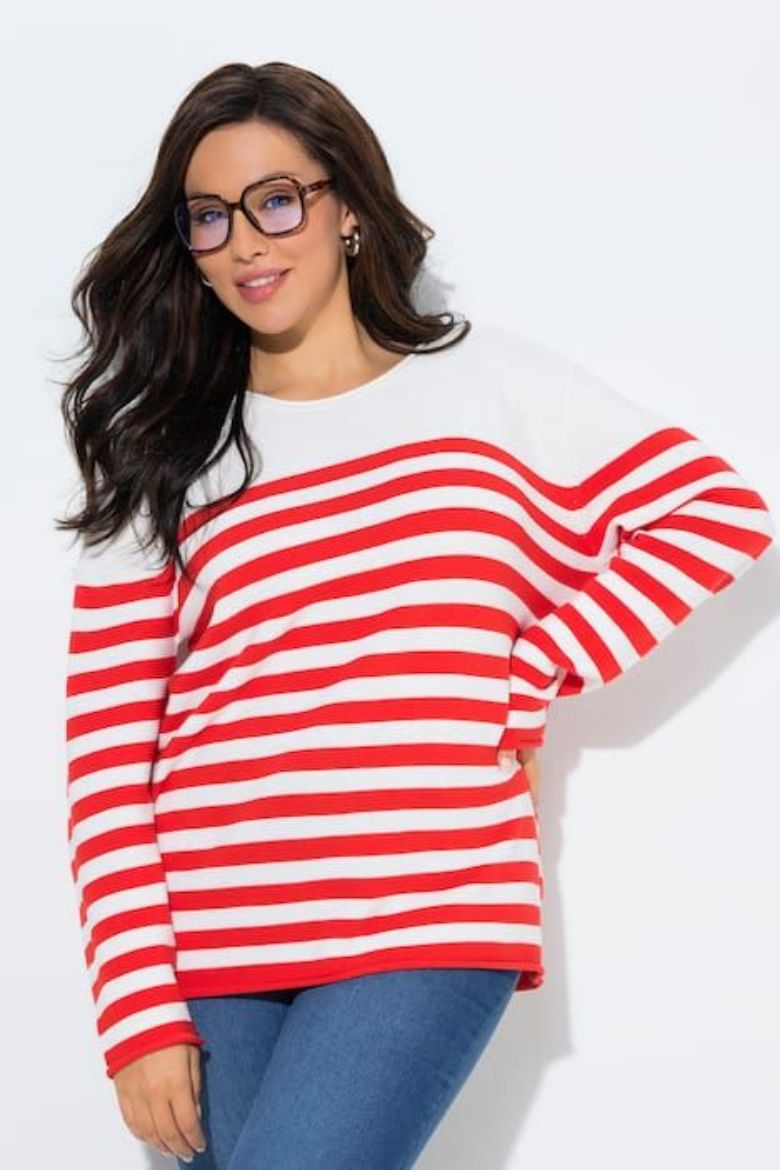 Plus size veliki brojevi Pulover dugih rukava na pruge za punije