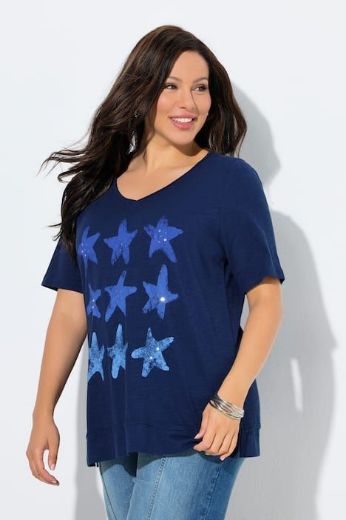 Plus size veliki brojevi Majica kratkih rukava V ovratnika za punije