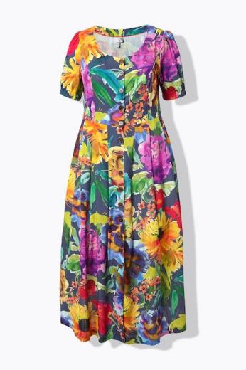 Plus size veliki brojevi Haljina maxi kratkih rukava okruglog ovratnika za punije