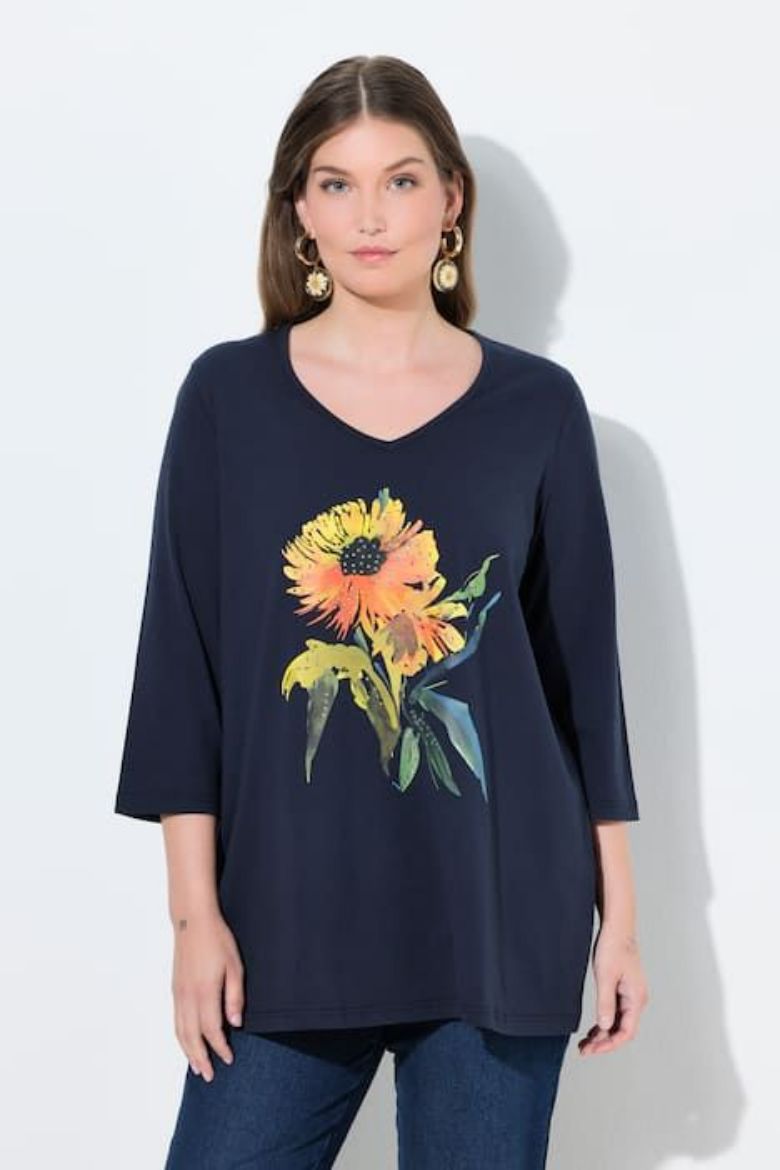 Plus size veliki brojevi Majica 3/4 rukava A kroja za punije