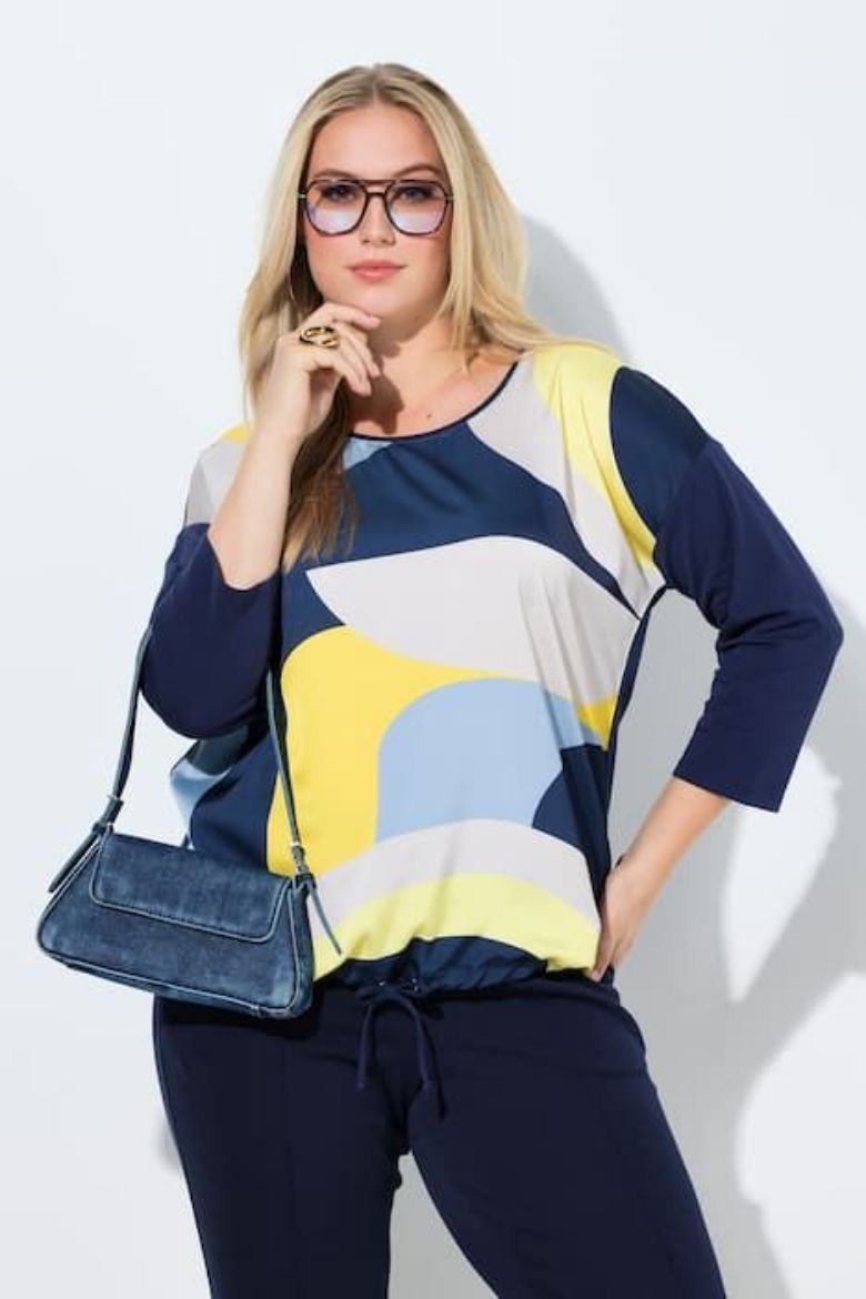 Plus size veliki brojevi Majica 3/4 rukava okruglog ovratnika za punije