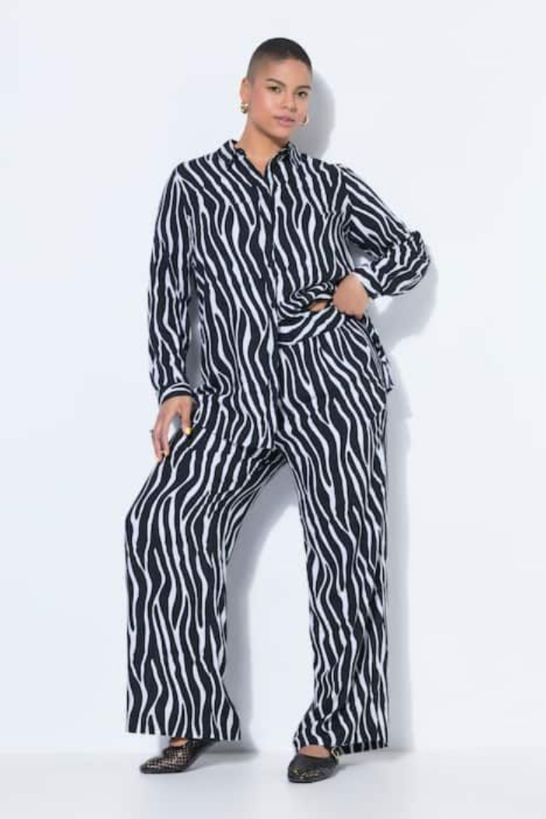 Plus size veliki brojevi Hlače dugih nogavica šireg kroja zebra uzorka za punije