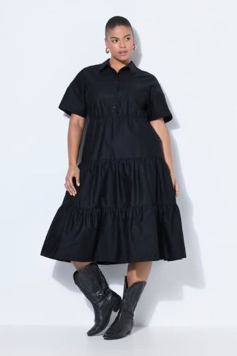 Plus size veliki brojevi Haljina midi kratkih rukava A kroja za punije