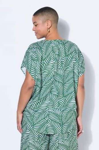 Plus size veliki brojevi Bluza kratkih rukava šireg kroja uzorak lišća za punije