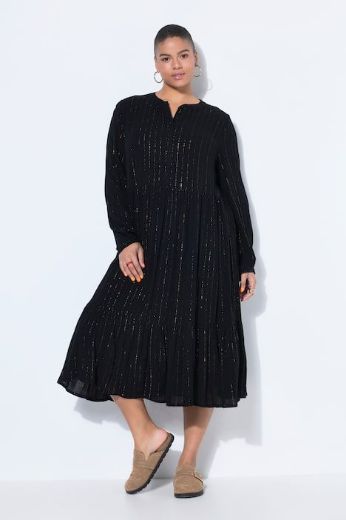 Plus size veliki brojevi Haljina midi dugih rukava A kroja za punije
