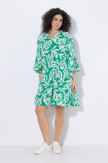 Plus size veliki brojevi Haljina midi 3/4 rukavi V izreza za punije