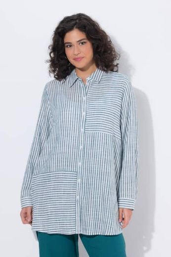 Plus size veliki brojevi Bluza od mješavine lana dužeg kraja za punije