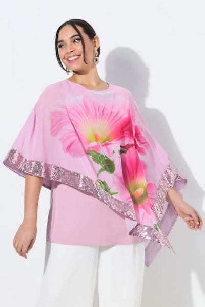 Veliki brojevi Bluza elegantna od šifona 3/4 rukava moda za punije