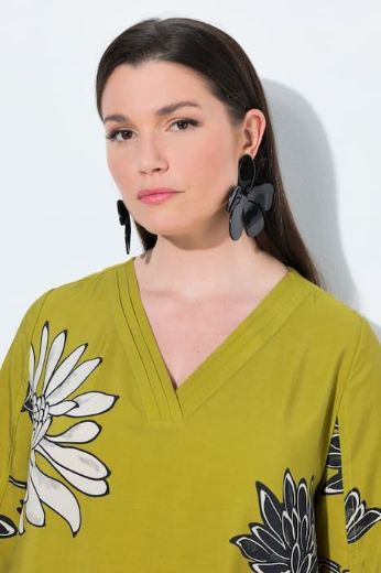 Plus size veliki brojevi Haljina elegantna midi 3/4 rukavi V izrez cvjetni uzorak za punije